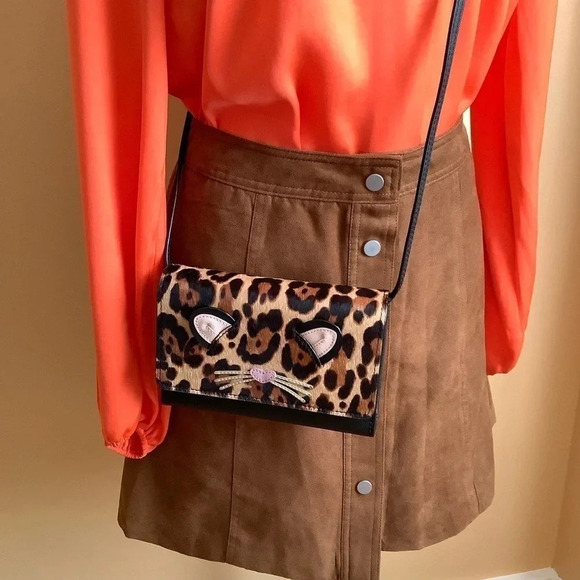 Rare KATE SPADE Black Run Wild Leopard Leather Crossbody Bag - Picture 15 of 16